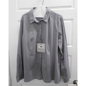 New Marina Rinaldi Bali Chemise Black‎ White Button Down Blouse sz 16